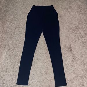 Boohoo Tall navy blue high waisted trousers